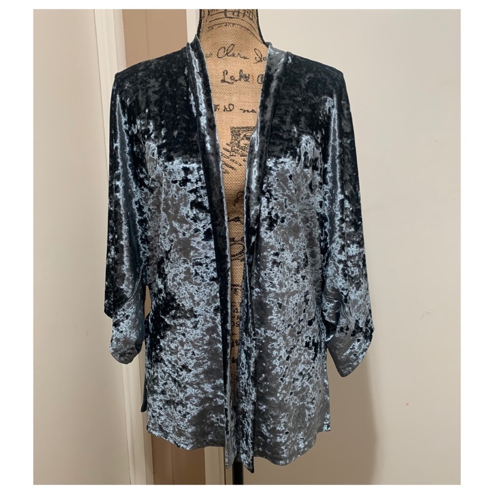 NU Denmark Metallic Velour Womens open front Tunic